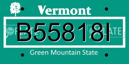 B55818I Vermont License Plate