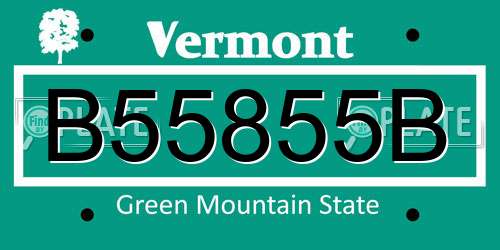 B55855B Vermont License Plate