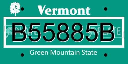 B55885B Vermont License Plate