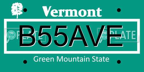 B55AVE Vermont License Plate