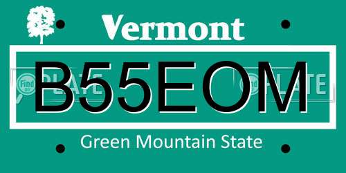 B55EOM Vermont License Plate