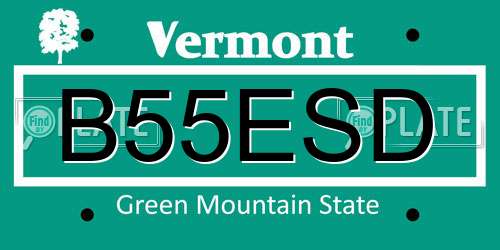 B55ESD Vermont License Plate