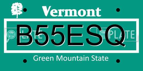 B55ESQ Vermont License Plate