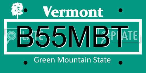 B55MBT Vermont License Plate
