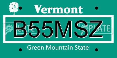 B55MSZ Vermont License Plate