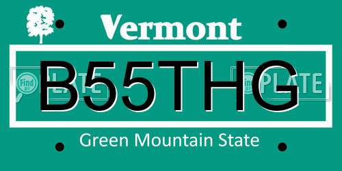 B55THG Vermont License Plate