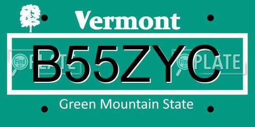 B55ZYC Vermont License Plate
