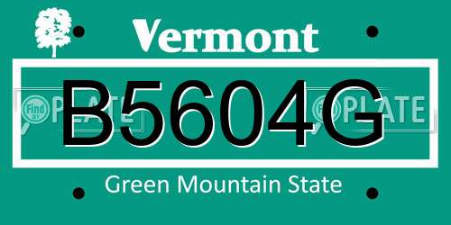 B5604G Vermont License Plate