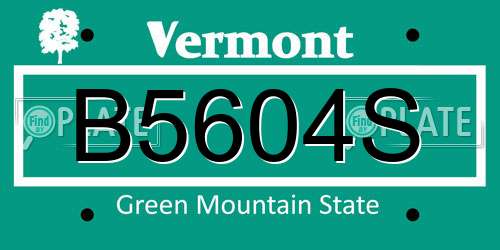 B5604S Vermont License Plate