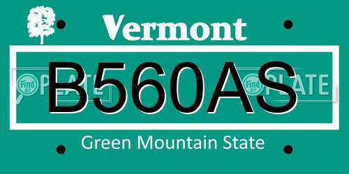 B560AS Vermont License Plate