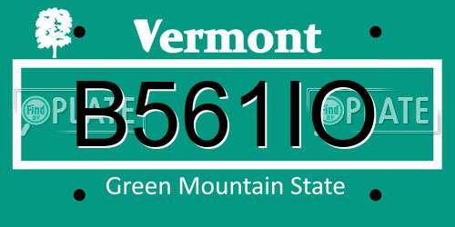 B561IO Vermont License Plate