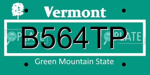 B564TP Vermont License Plate