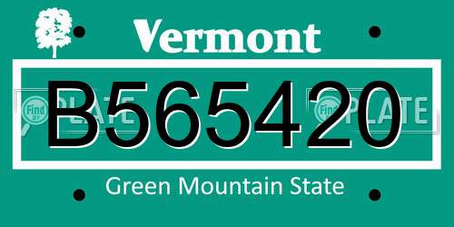 B565420 Vermont License Plate