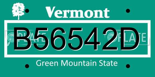 B56542D Vermont License Plate
