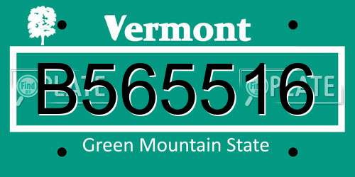 B565516 Vermont License Plate