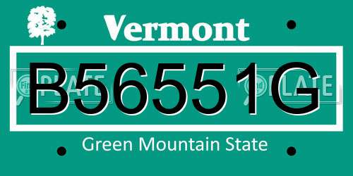 B56551G Vermont License Plate