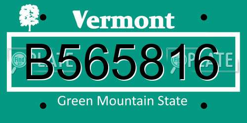B565816 Vermont License Plate