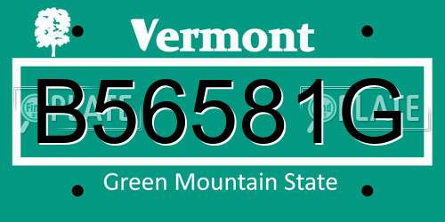 B56581G Vermont License Plate