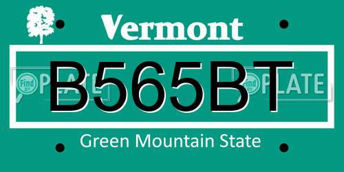 B565BT Vermont License Plate