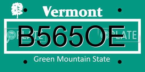 B565OE Vermont License Plate