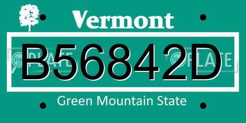 B56842D Vermont License Plate
