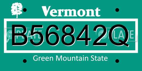 B56842Q Vermont License Plate