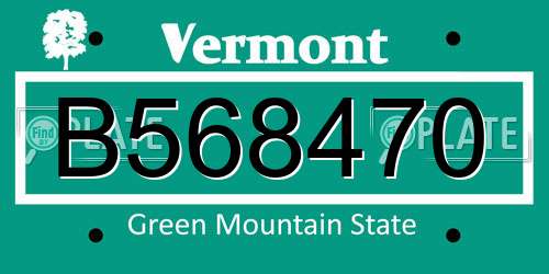 B568470 Vermont License Plate