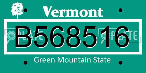 B568516 Vermont License Plate