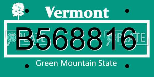 B568816 Vermont License Plate
