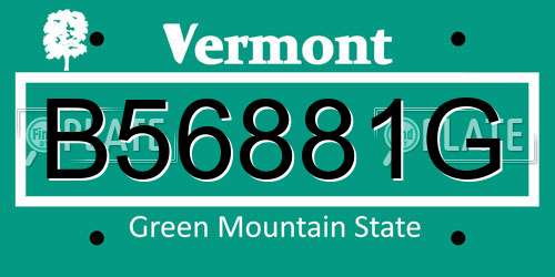 B56881G Vermont License Plate
