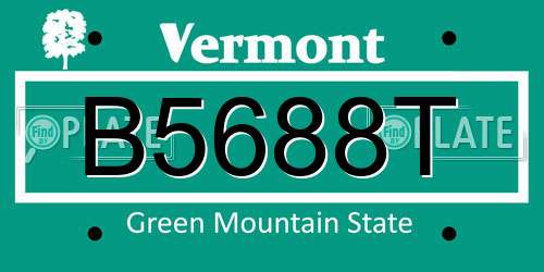 B5688T Vermont License Plate