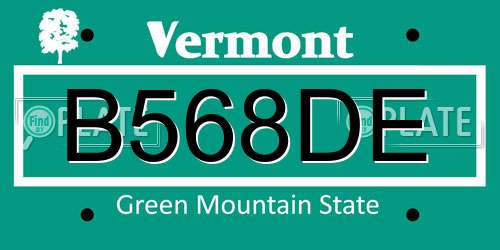 B568DE Vermont License Plate