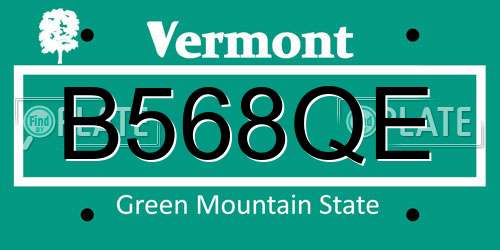 B568QE Vermont License Plate
