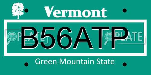B56ATP Vermont License Plate