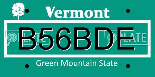 B56BDE Vermont License Plate