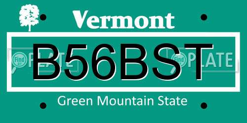 B56BST Vermont License Plate
