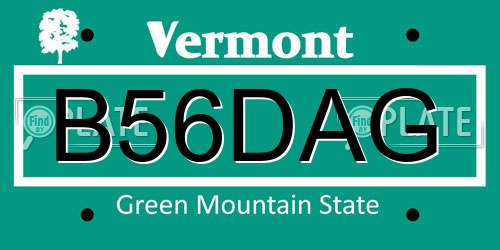 B56DAG Vermont License Plate