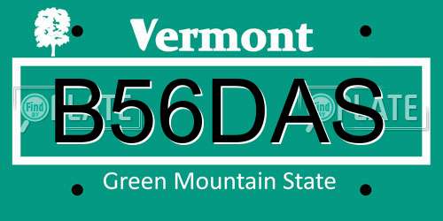 B56DAS Vermont License Plate
