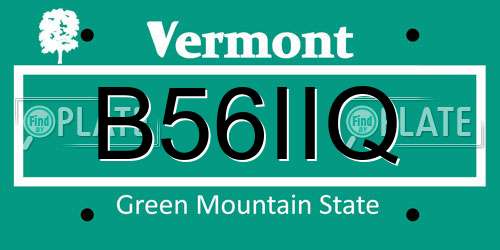 B56IIQ Vermont License Plate