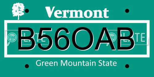 B56OAB Vermont License Plate