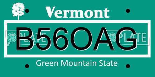 B56OAG Vermont License Plate