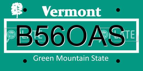 B56OAS Vermont License Plate