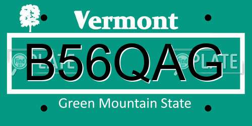 B56QAG Vermont License Plate