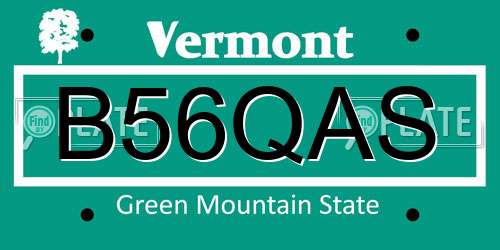 B56QAS Vermont License Plate
