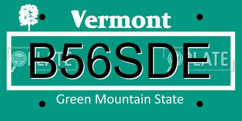 B56SDE Vermont License Plate