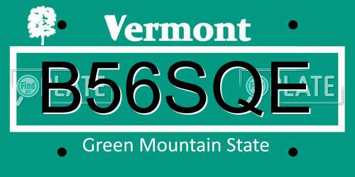 B56SQE Vermont License Plate