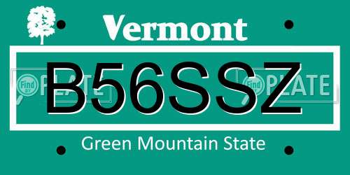 B56SSZ Vermont License Plate