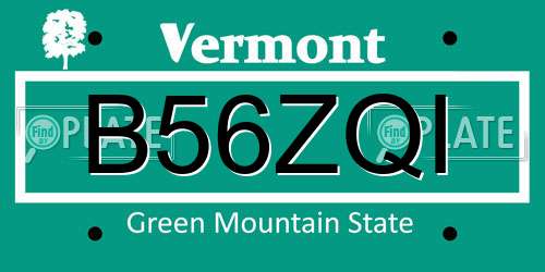 B56ZQI Vermont License Plate