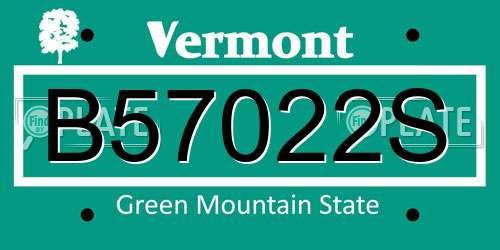 B57022S Vermont License Plate