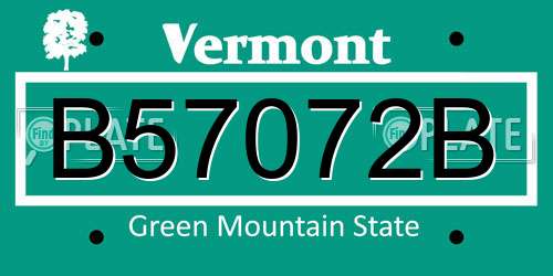 B57072B Vermont License Plate